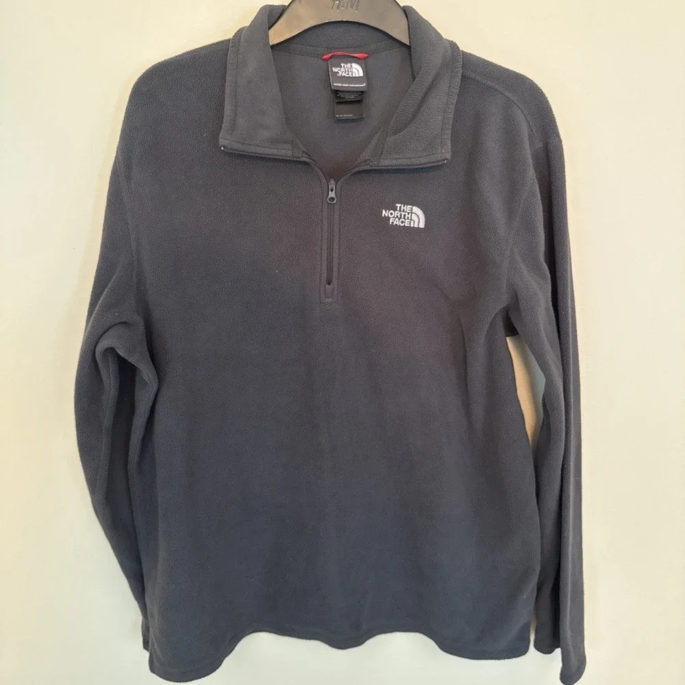 The North Face Men's Gray 1/4 Zip Fleece Pullover Sweatshirt Jacket Sz. LG